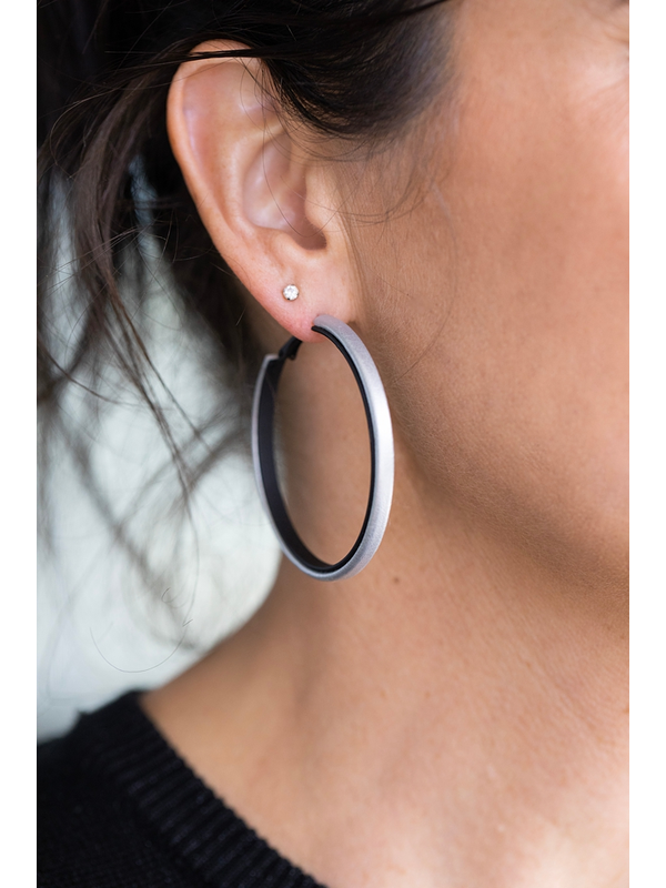 Antler Matte Silver Hoop Earring
