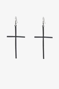 Antler Black Cross Earring