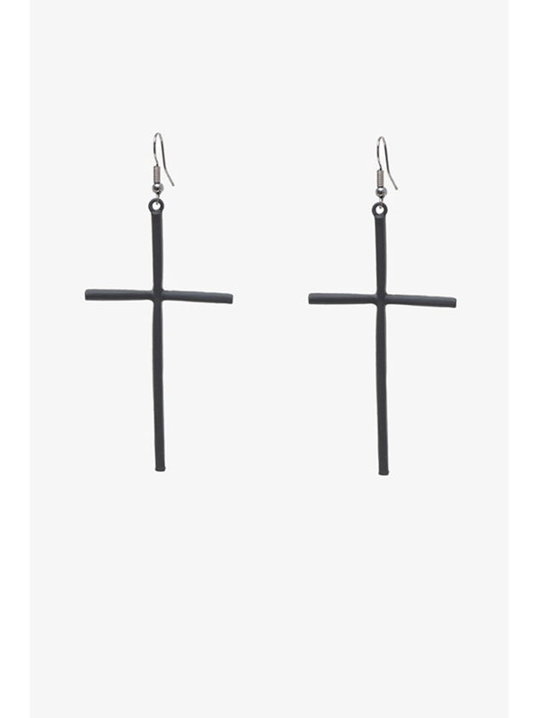 Antler Black Cross Earring