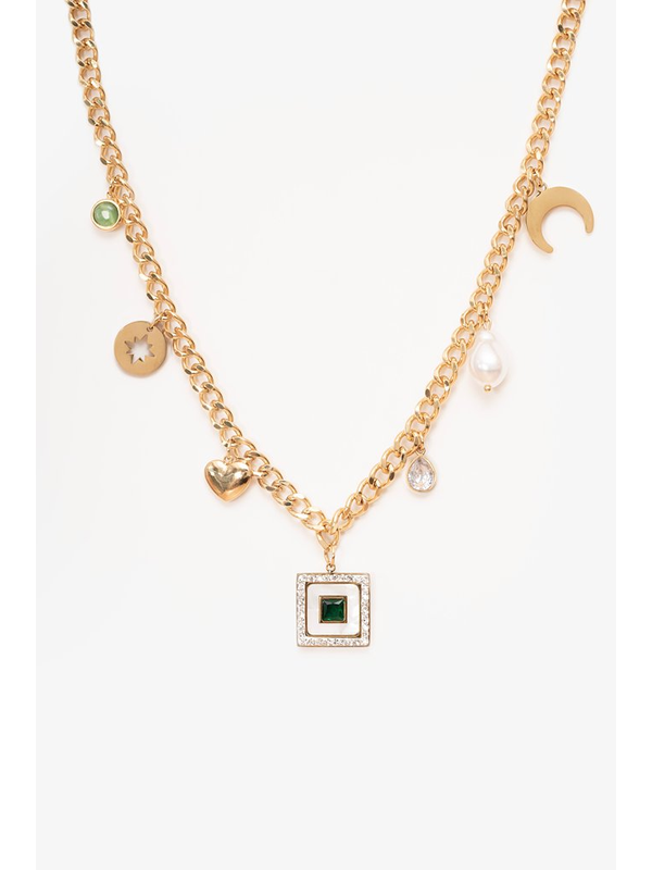 Antler Heart + Pearl Charm Necklace