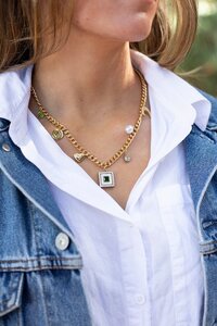 Antler Heart + Pearl Charm Necklace