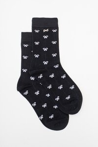 Antler Black + Silver Bow Sock