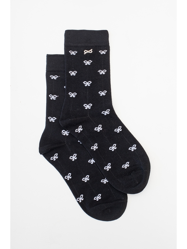 Antler Black + Silver Bow Sock