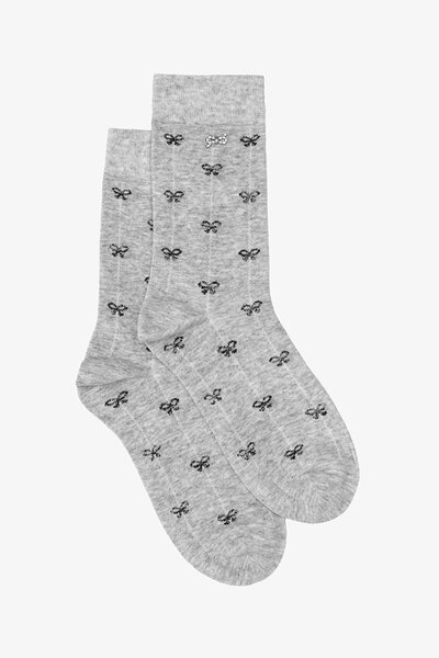 Antler Grey + Silver Bow Sock-gift-guide-Hello Cyril.