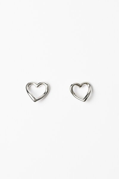 Stella + Gemma Silver Outline Heart Stud Earring-gift-guide-Hello Cyril.