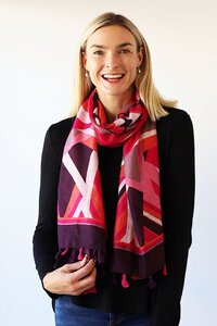 Archer House Abstract Tasselled Scarf