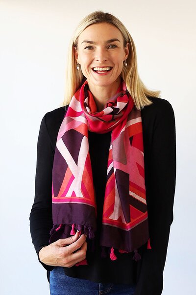Archer House Abstract Tasselled Scarf-gift-guide-Hello Cyril.