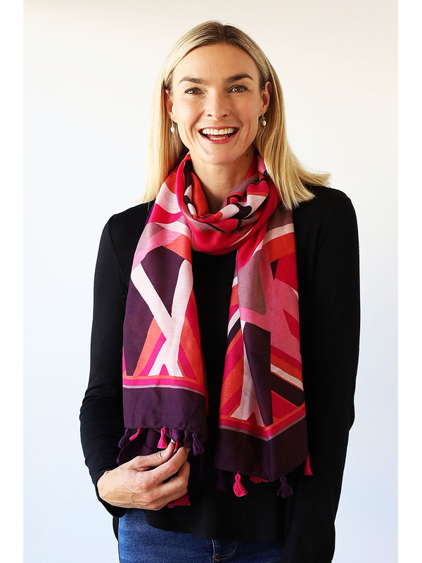 Archer House Abstract Tasselled Scarf