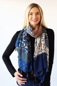 Archer House Paisley + Spot Panel Scarf