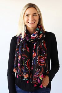 Archer House Flower + Leaf Tassel Scarf