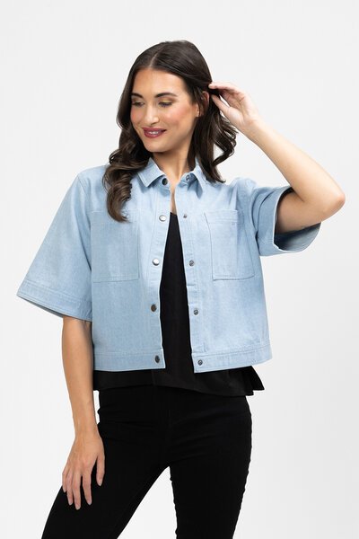 Leila + Luca Short Sleeve Boxy Shacket-hc-new-Hello Cyril.