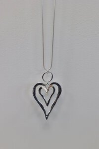 SHE Jewellery Double Heart Drop Necklace