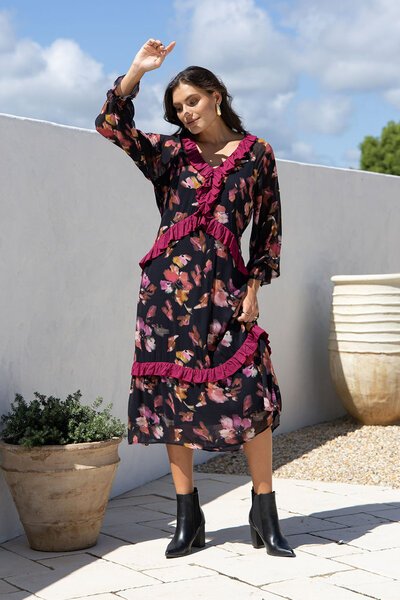 Joop + Gypsy Mayfair Ruffle Trim Midi Dress-hc-new-Hello Cyril.