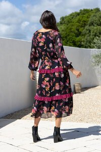 Joop + Gypsy Mayfair Ruffle Trim Midi Dress