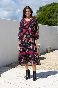 Joop + Gypsy Mayfair Ruffle Trim Midi Dress