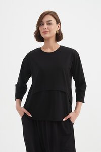 Tirelli Black Curved Seam Top