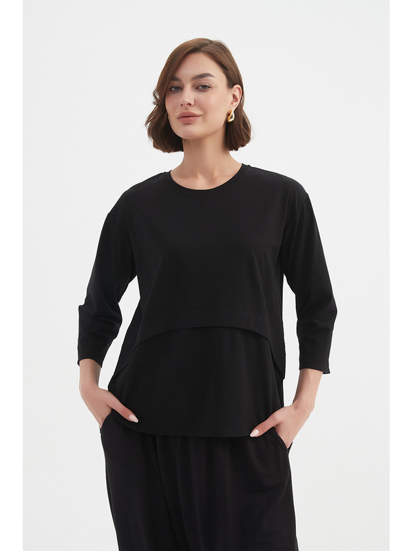 Tirelli Black Curved Seam Top