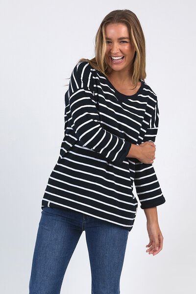 Elm Stripe Annie 3-4 Sleeve Tee-shop-by-label-Hello Cyril.