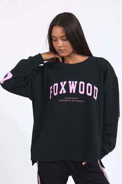 Foxwood Black with Neon Pink Interval Crew-hc-new-Hello Cyril.