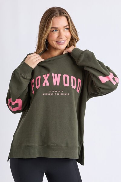 Foxwood Dark Khaki with Coral Interval Crew-hc-new-Hello Cyril.