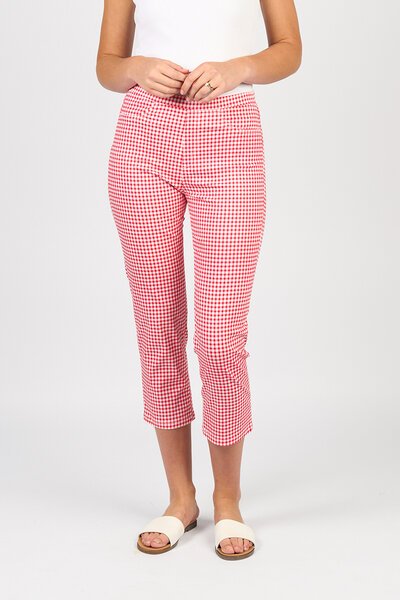 Vassalli Slim 7-8 Lightweight Pull On Pant - Gingham-shop-by-label-Hello Cyril.