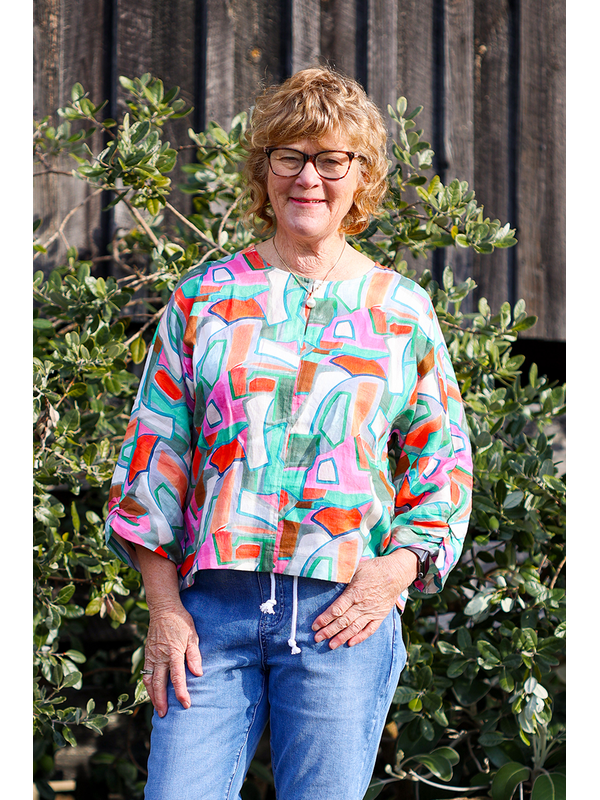 Foil Print Plot Twist Top