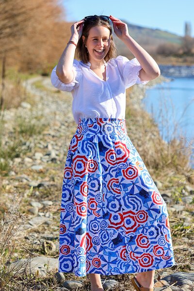 Foil A-Line Shirred Waist Skirt-lives-Hello Cyril.