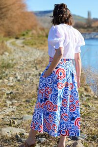 Foil A-Line Shirred Waist Skirt