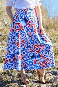 Foil A-Line Shirred Waist Skirt