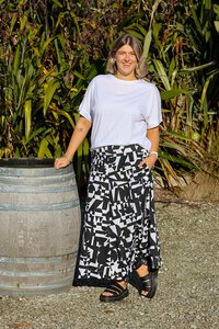 Foil A-Line Shirred Waist Skirt