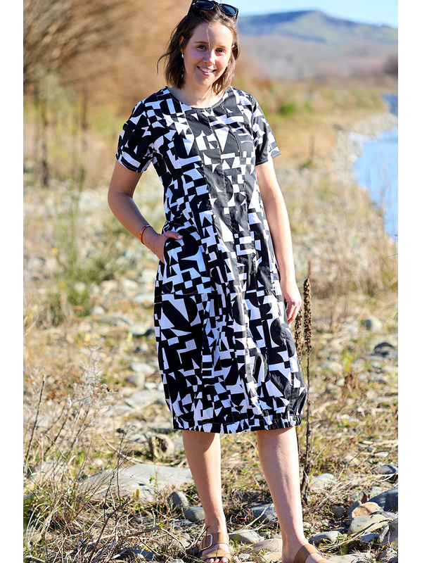 Foil Print Pleated Midi Dress