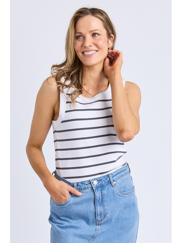 Foxwood Iris Stripe Tank Charcoal
