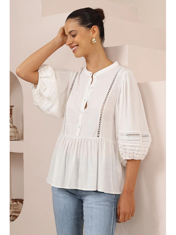 Iris Maxi Boho Pintuck Blouse