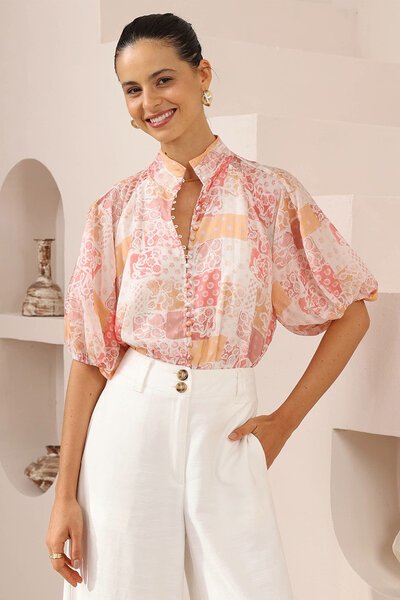 Iris Maxi Pastel Bandana Patchwork Blouse-hc-new-Hello Cyril.
