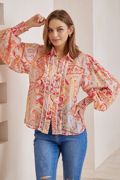 Iris Maxi Paisley Lace Trim Shirt-hc-new-Hello Cyril.