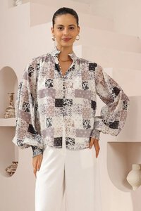 Iris Maxi Bandana Patchwork Ballon Sleeve Blouse