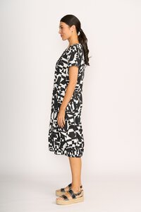Foil Print Pleated Midi Dress