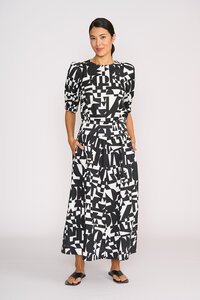 Foil A-Line Shirred Waist Skirt