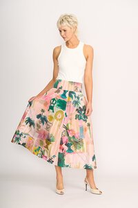 Foil A-Line Shirred Waist Skirt