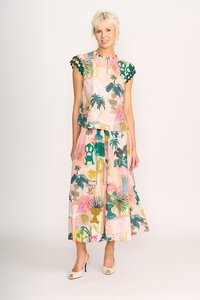 Foil A-Line Shirred Waist Skirt