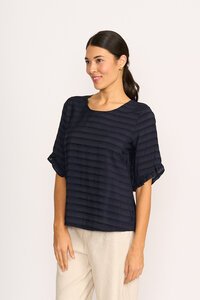 Preen Scoop Ruffle Sleeve Stripe Top