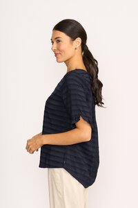 Preen Scoop Ruffle Sleeve Stripe Top