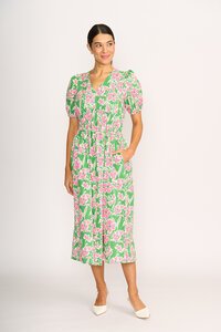 Foil Shirred Empire Line Dress