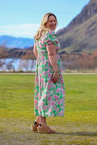 Foil Shirred Empire Line Dress