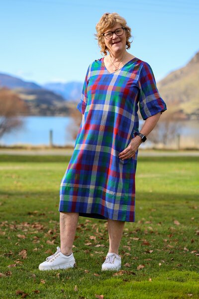 Memo Check Balloon Sleeve Dress-shop-by-label-Hello Cyril.