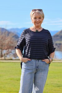 Preen Scoop Ruffle Sleeve Stripe Top