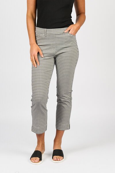 Vassalli Slim 7-8 Bengaline Pull On Pant - Mini Check-shop-by-label-Hello Cyril.