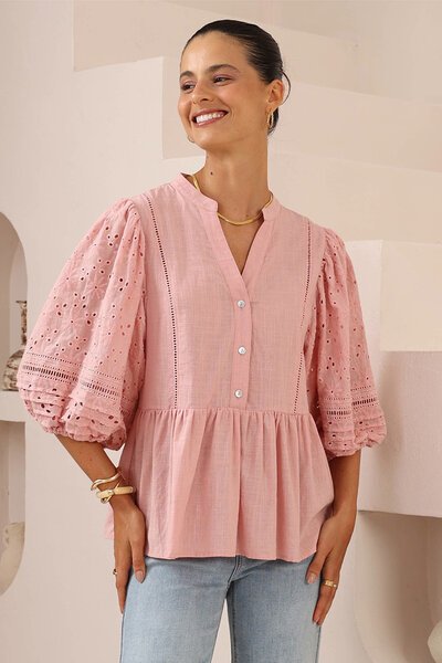 Iris Maxi Broderie Peplum Blouse-hc-new-Hello Cyril.