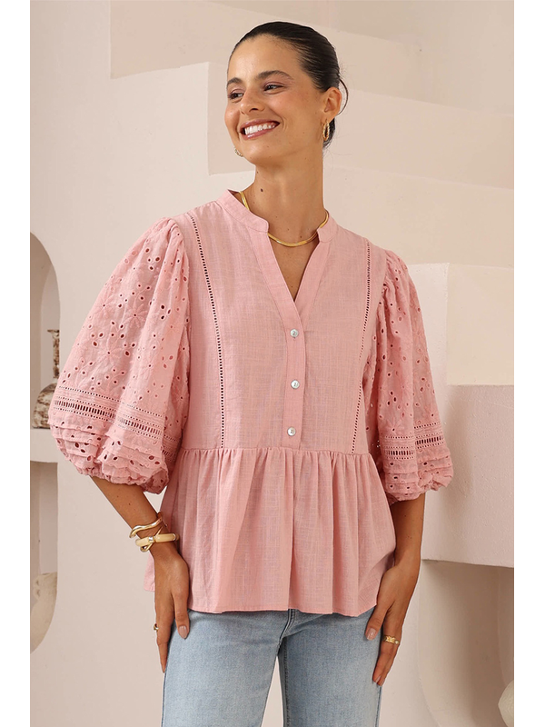 Iris Maxi Broderie Peplum Blouse