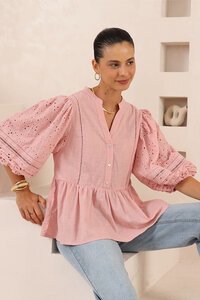 Iris Maxi Broderie Peplum Blouse
